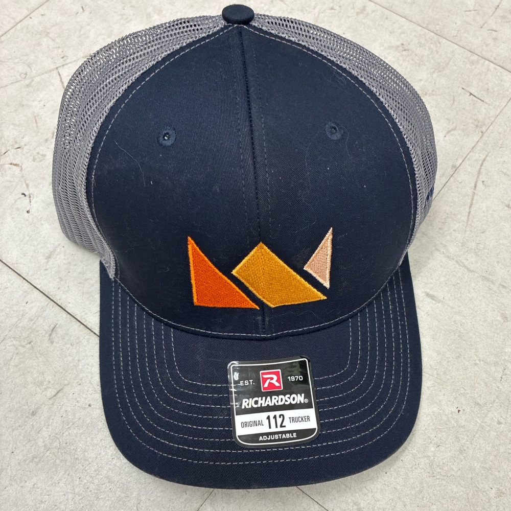 Richardson 112 Trucker Hat | MtnMn Brand Mountain | Orange & Tan Logo
